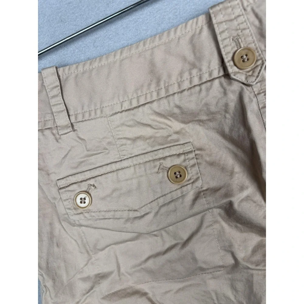 Talbots Shorts Womens 8P Beige Twill Chino Roll Cuff Tab Hem Stretch Casual